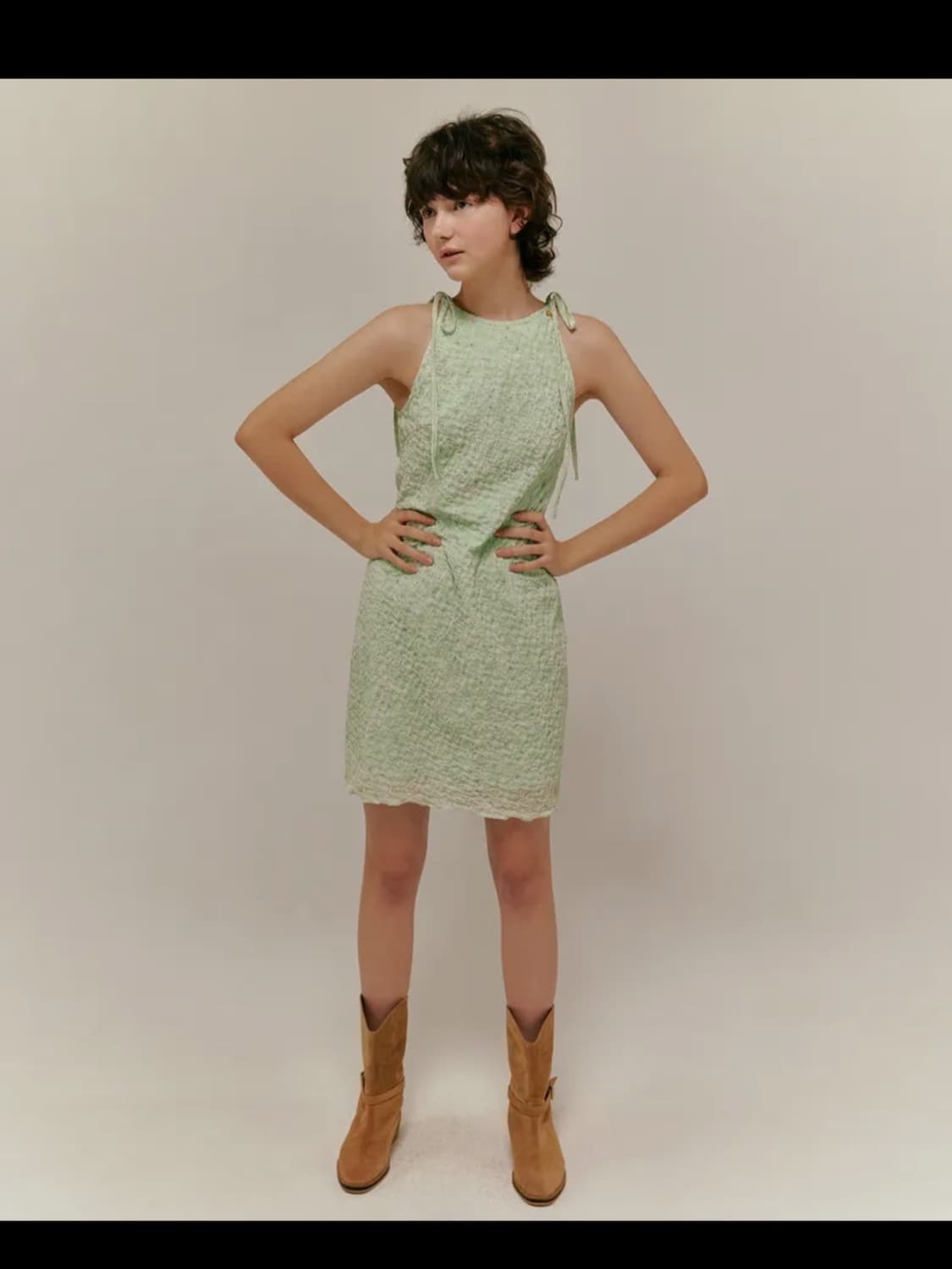 오버듀플레어 플로럴 홀터 원피스 그린 상품이미지4