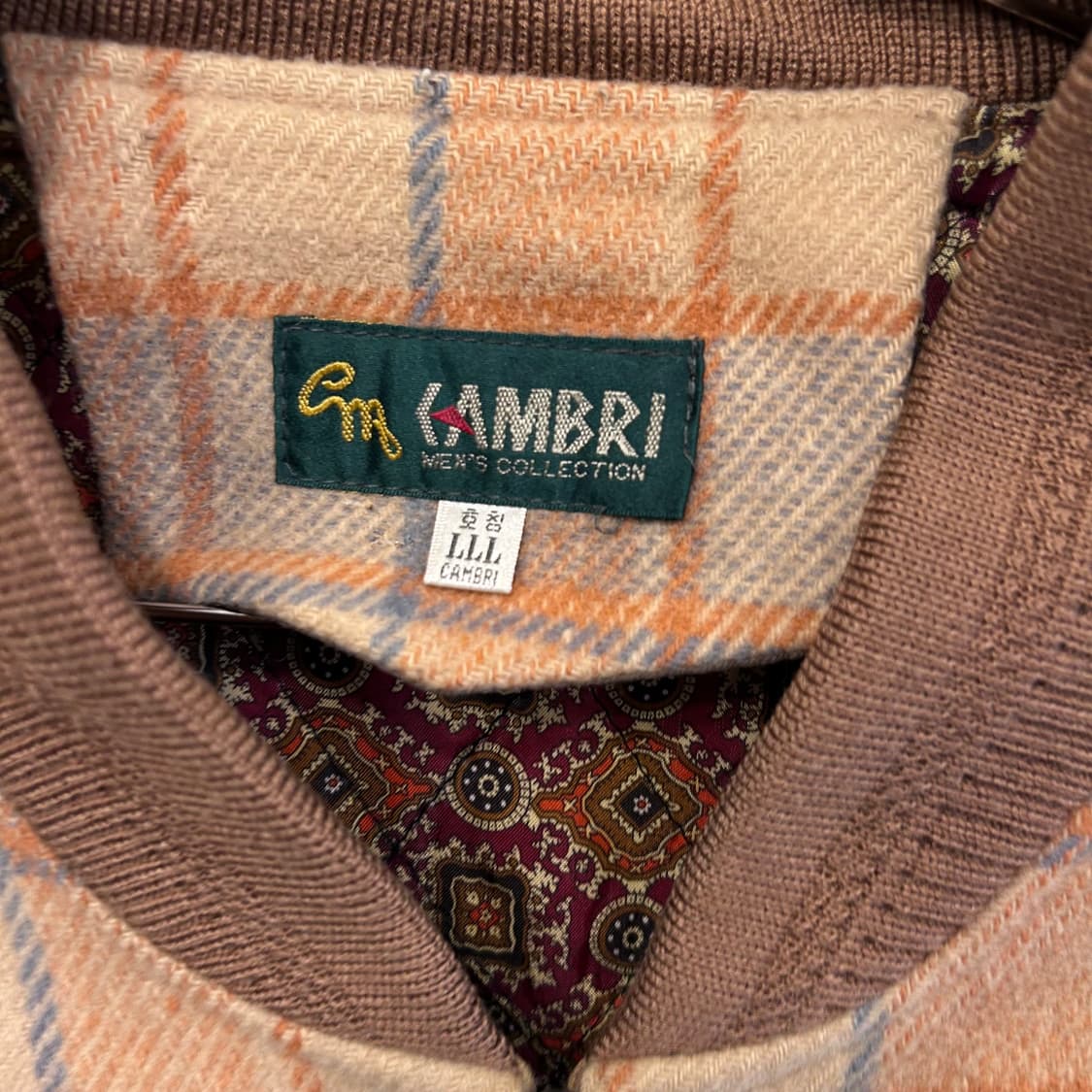 CAMBRI 빈티지 타탄체크 울 라운드 블루종 상품이미지3