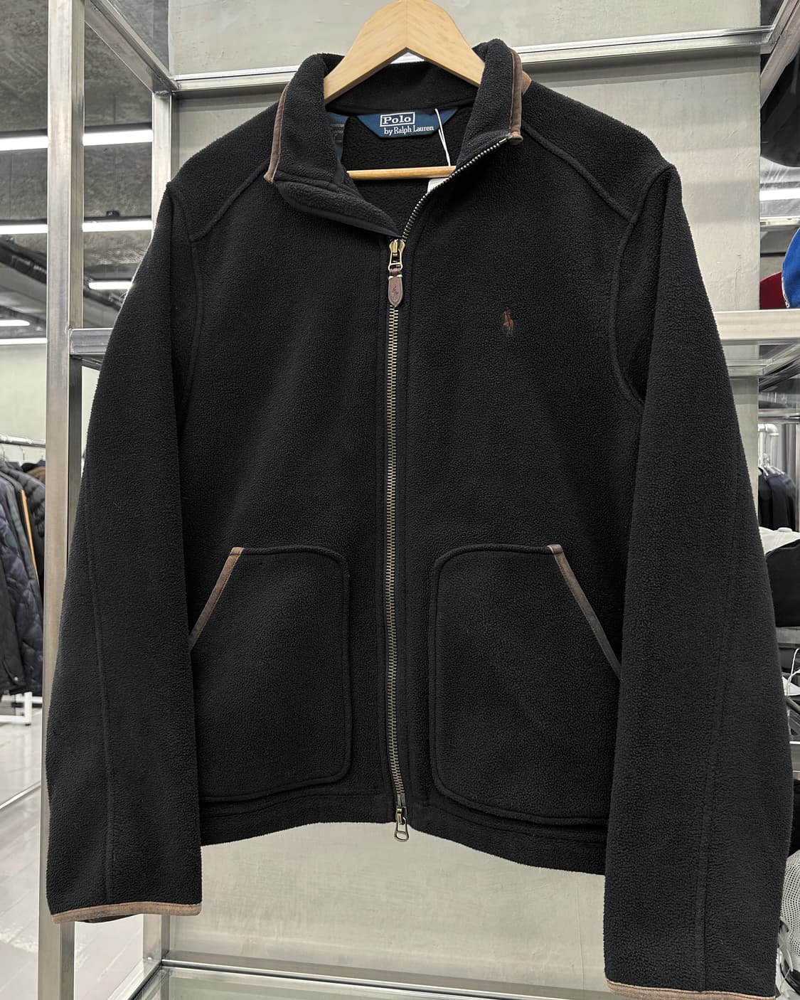 폴로 랄프로렌 00s 폴라텍 플리스 헤링턴 자켓 블랙 상품이미지2