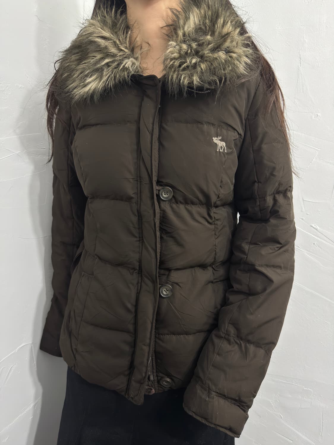 abercrombie brown fur detail padding 상품이미지3