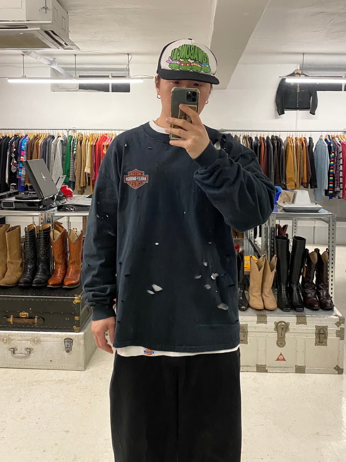 00s HARLEY DAVIDSON destroyed t-shirt 상품이미지3