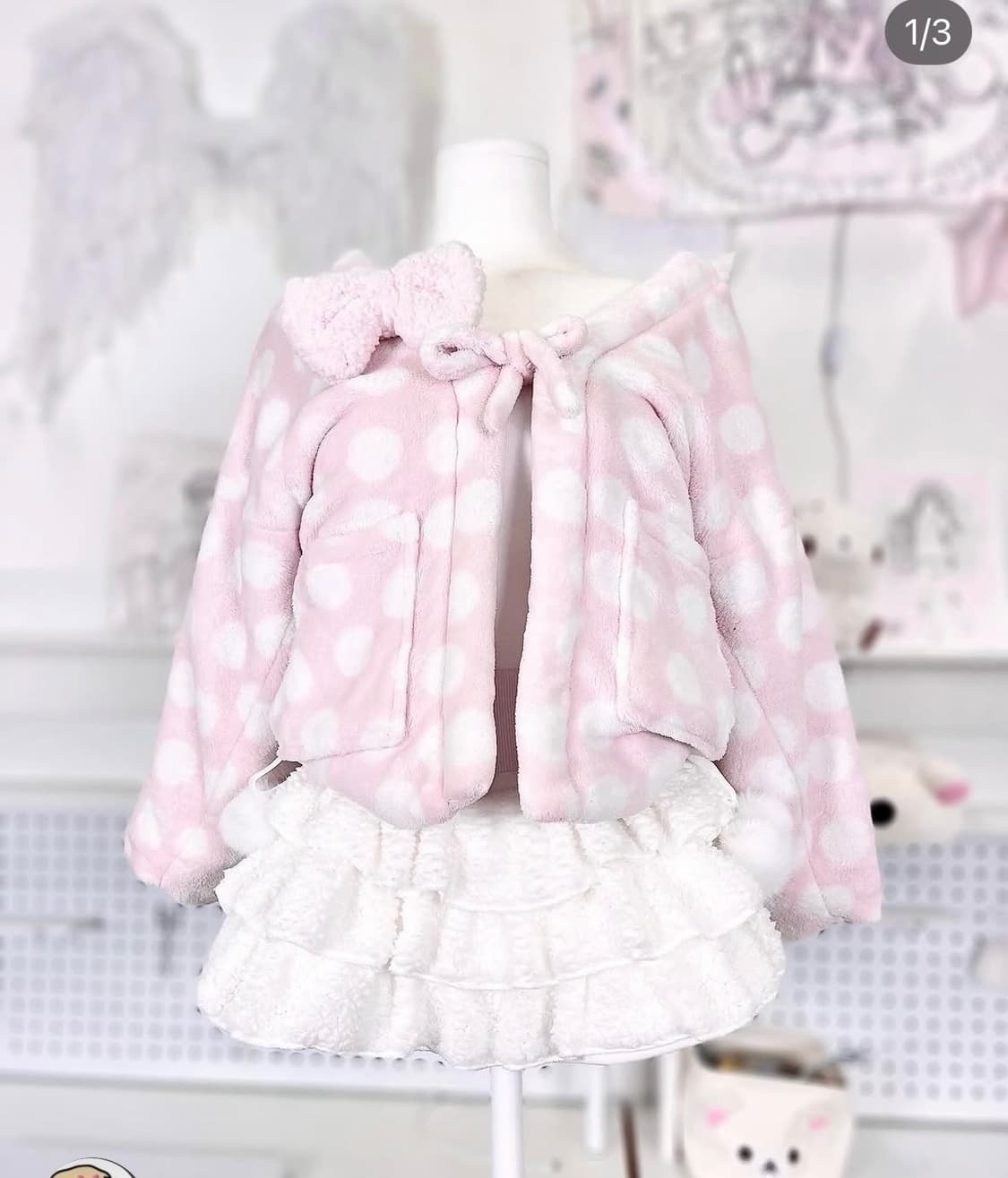 빈티지 히메가루 핑크 도트 한텐 리즈리사 트랄라라 아가일 큐롯 라떼갸루 상품이미지1