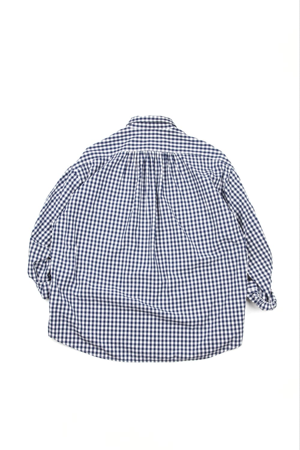 PORTER CLASSIC 롤업 깅엄 체크 셔츠 네이비 스페셜에디션  상품이미지5