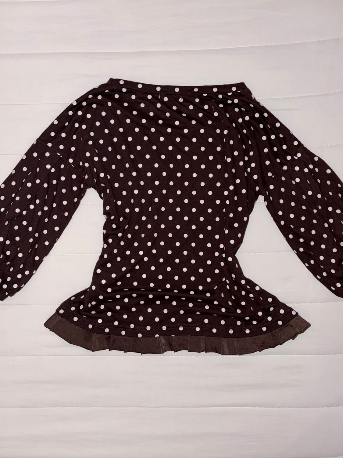 브라운 도트 프릴 7부 퍼프 모리걸 티셔츠 상품이미지4