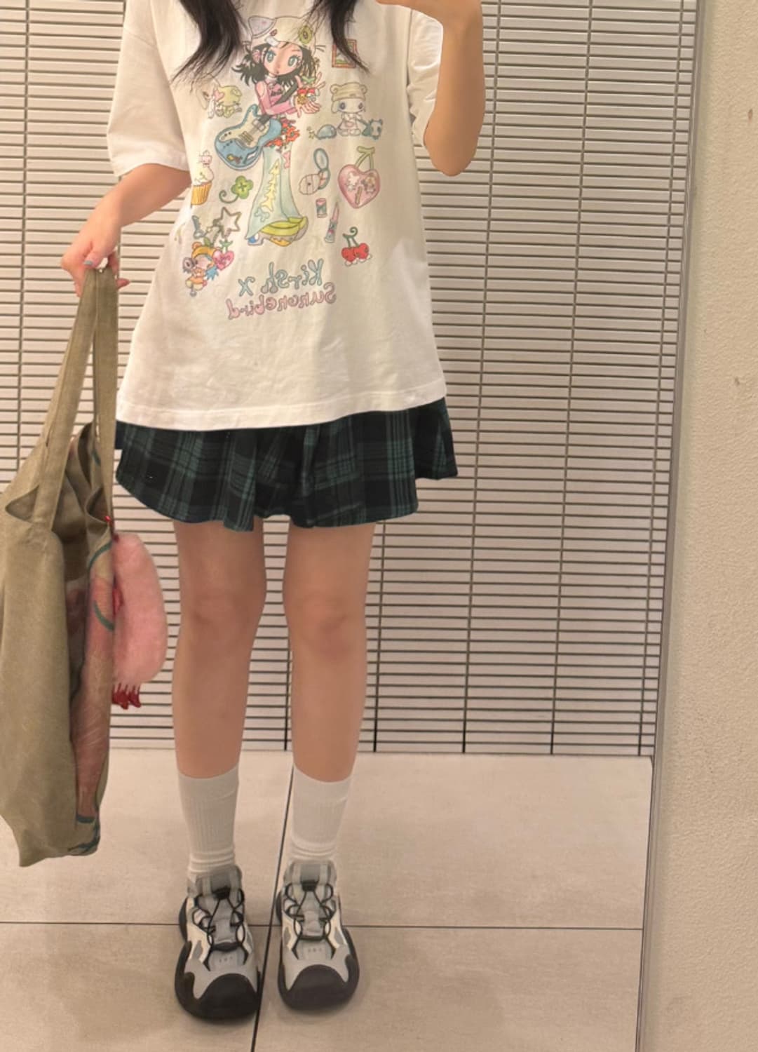 착샷 O) 캐캐체깔 그린체크 스커트 큐롯  상품이미지3