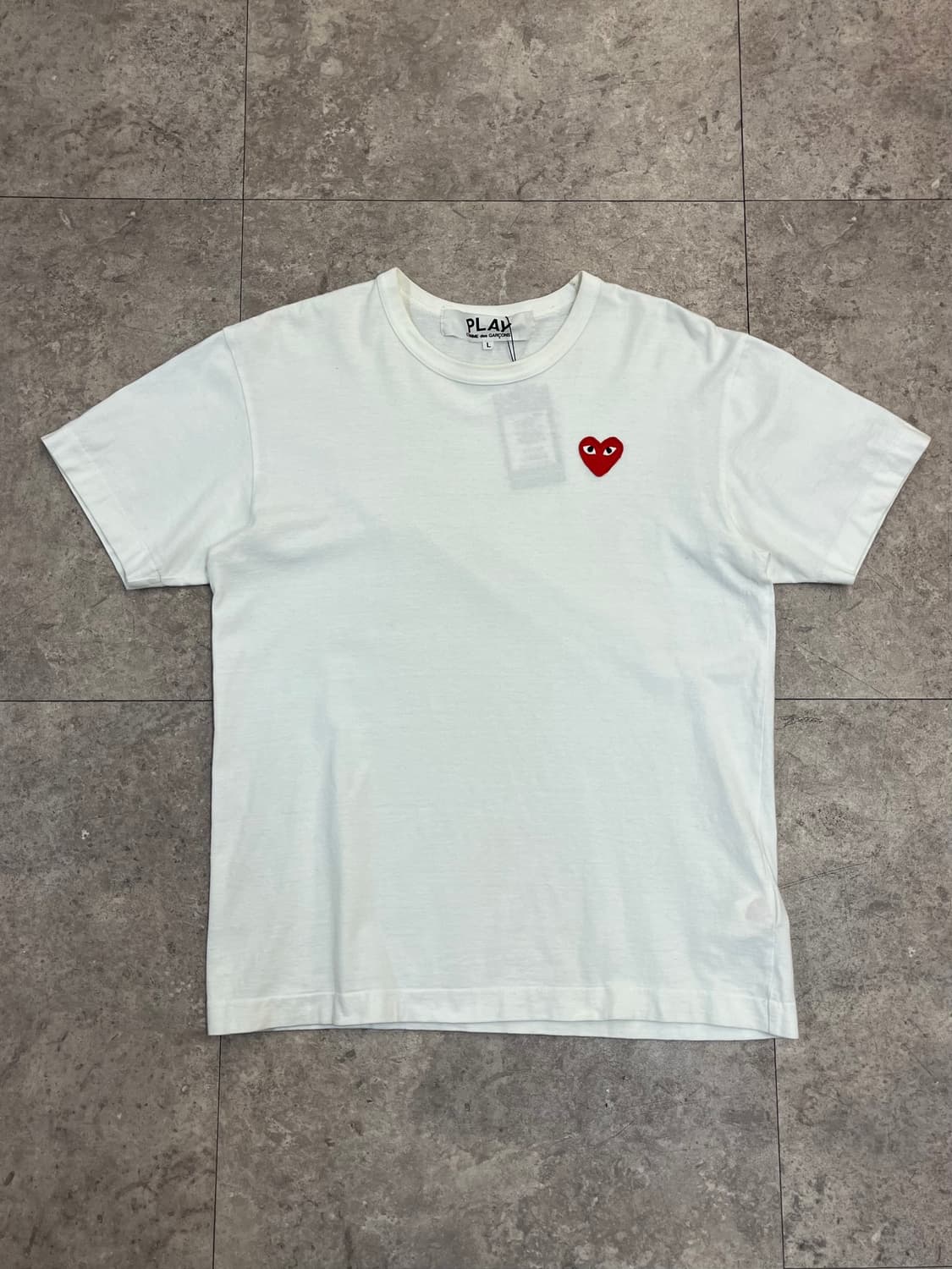 꼼데가르송 레드 하트 와펜 반팔티 화이트 L #csz3478 상품이미지4