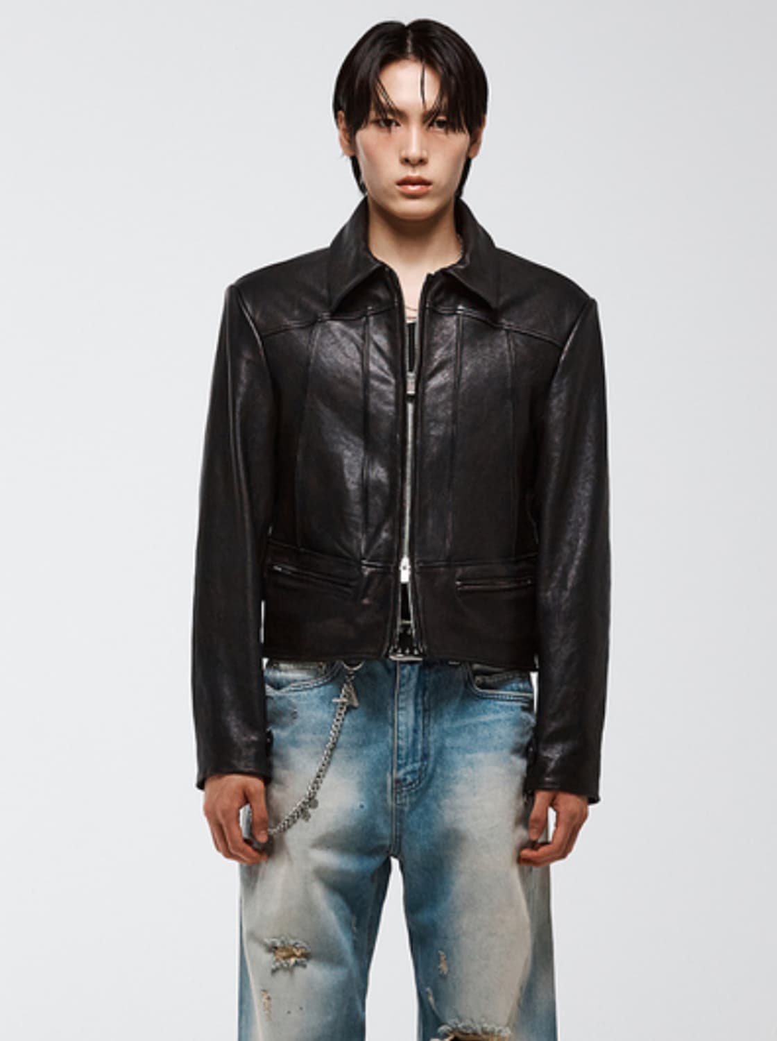 알렌느 핀턱 레더 자켓 2사이즈 상품이미지3