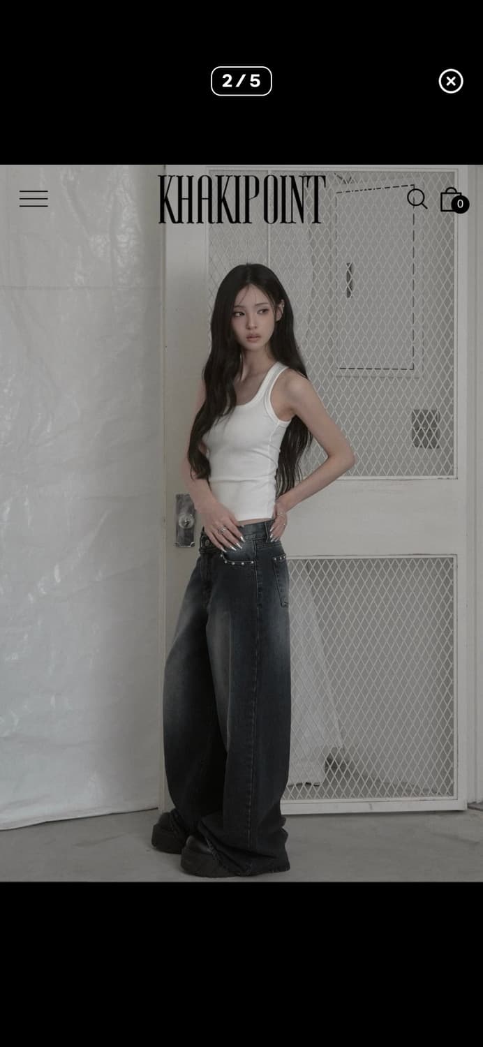 카키포인트 스터드 와이드 데님 사이즈 교환!! 상품이미지2