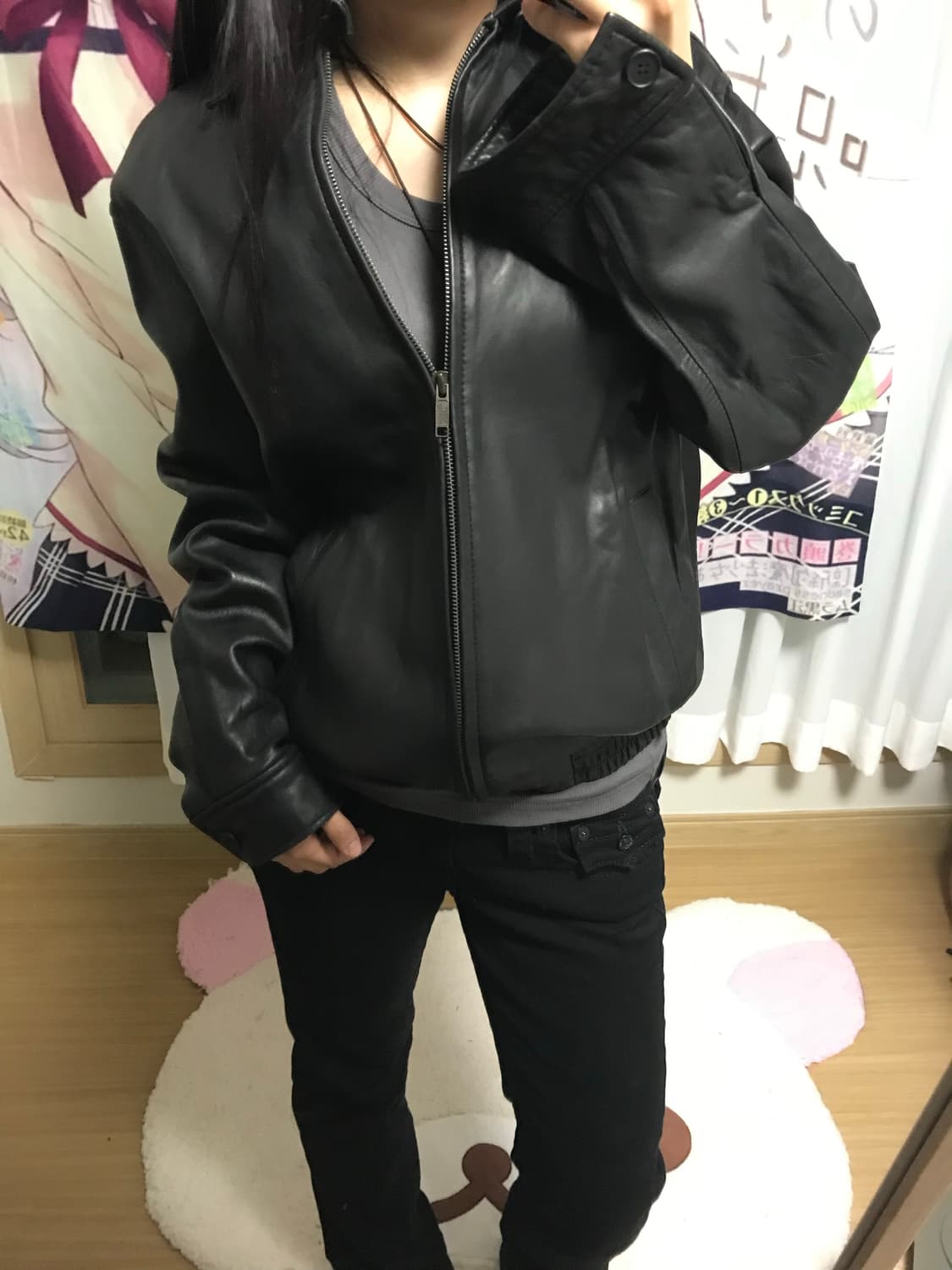 클래식 블랙 레더자켓 상품이미지2