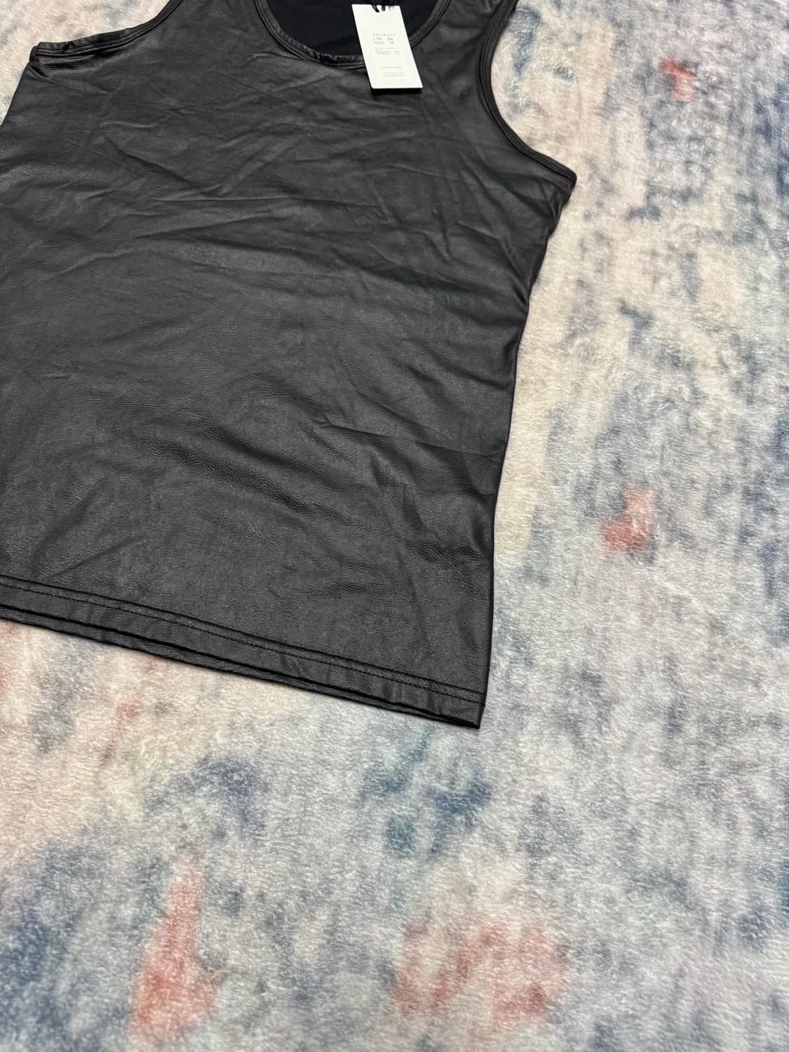 Black varia 00s fake leather sleveeless 상품이미지6