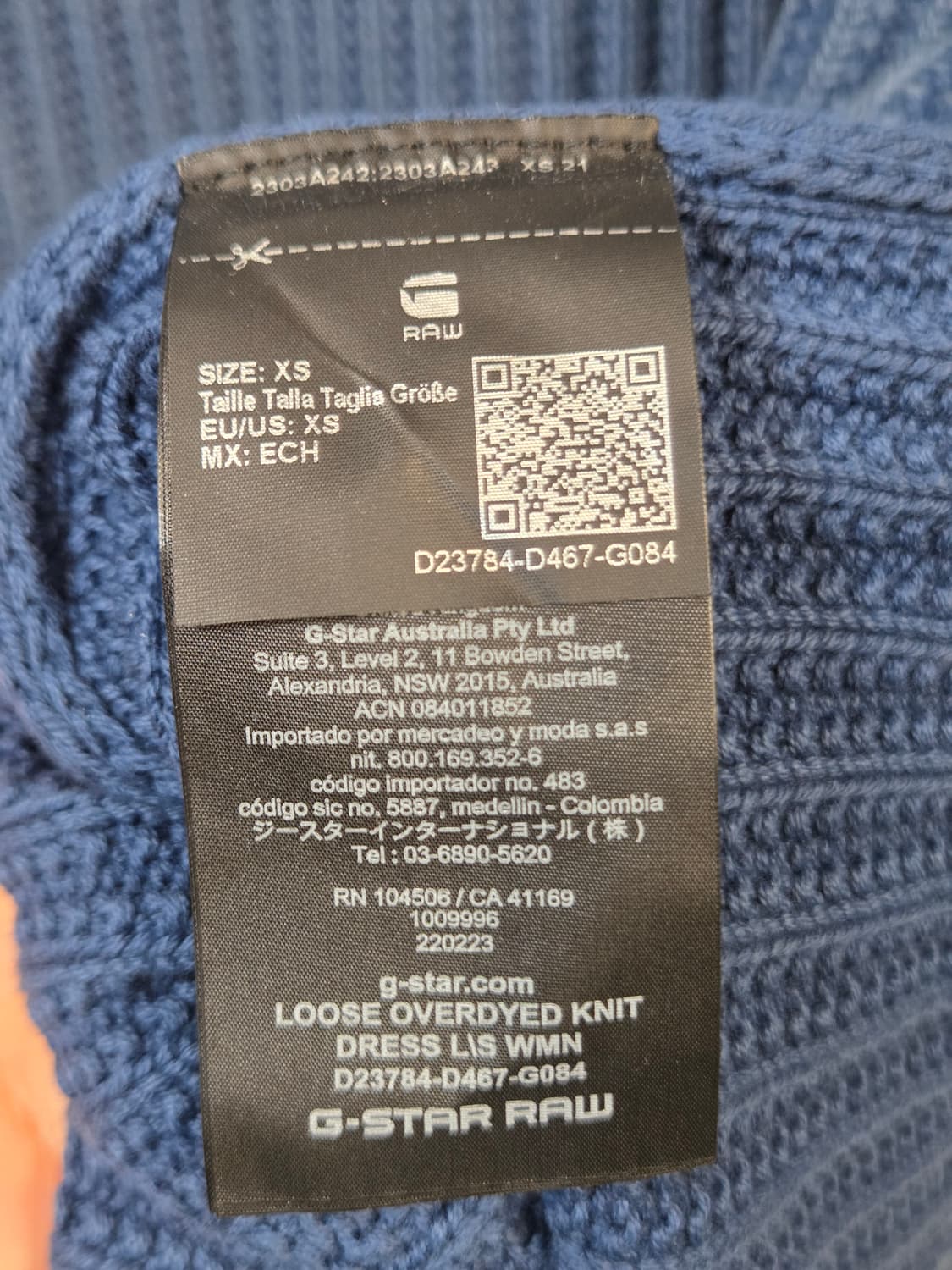 G-STAR 청색 골지 니트 롱 원피스 상품이미지6