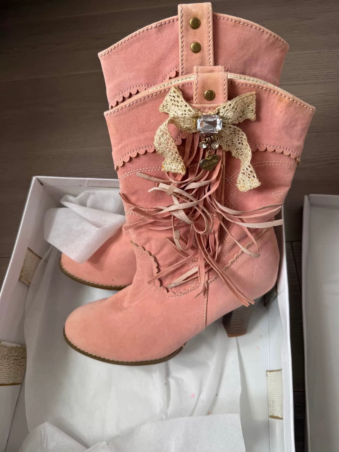 리즈리사 핀터깔 히메카지 핑크 부츠  상품이미지1