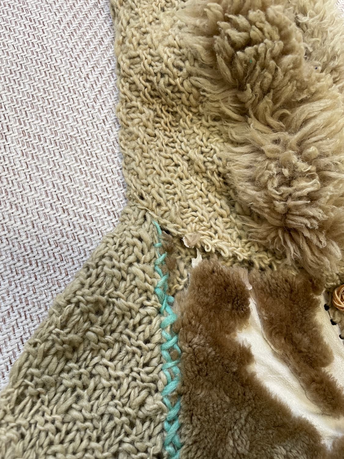 빈티지 핸드메이드 에스닉 퍼트리밍 니트 가디건  J04000 상품이미지4