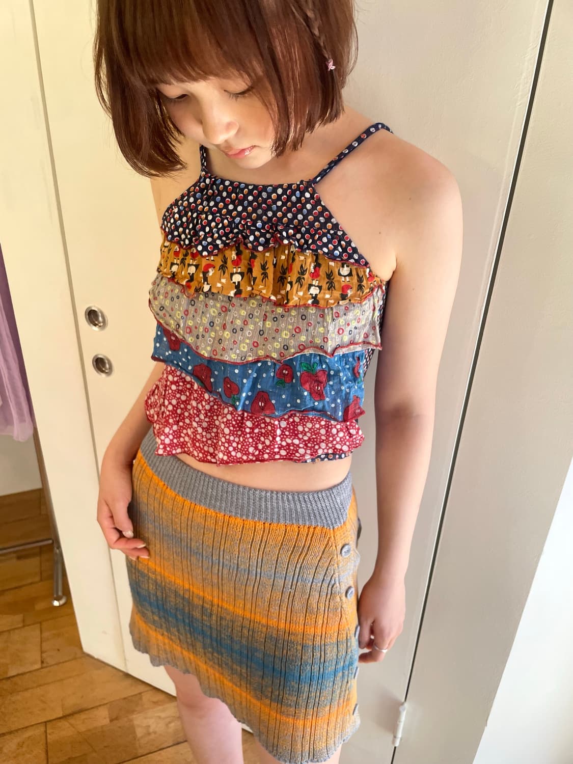 pattern frill sleeveless 상품이미지1