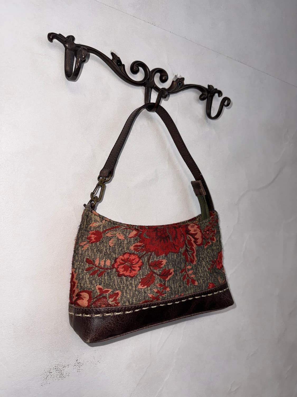 Red brown oriental jacquard flower 숄더백 상품이미지2