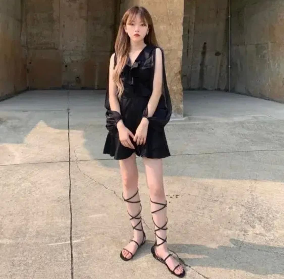 (새상품) 체리퀴리 라뇨 프릴랩 원피스 블랙 size1 상품이미지2