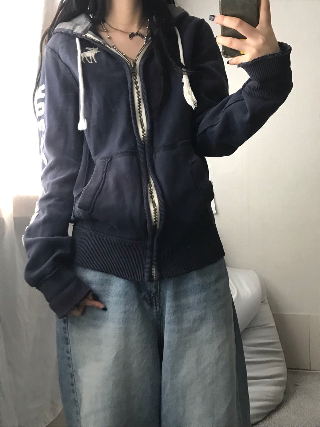 아베크롬비 네이비 스티치 후드집업 상품이미지1