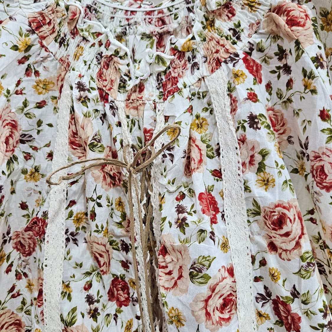 플라워 프린트 퍼프 반팔튜닉미니원핏 상품이미지5