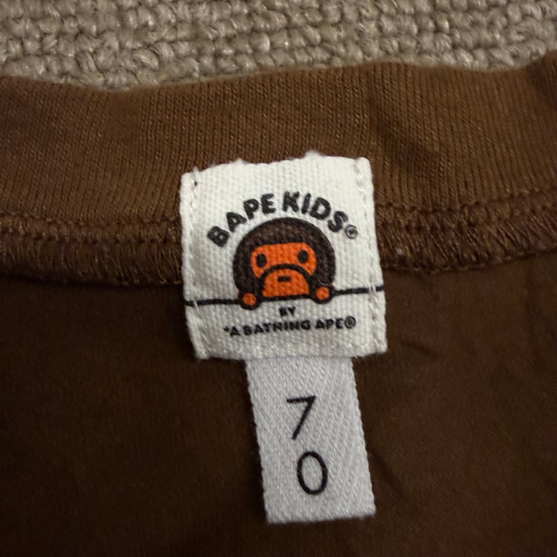 키즈 bape 베이프 베이비 마일로 페이스 바디수트 브라운 70 상품이미지3