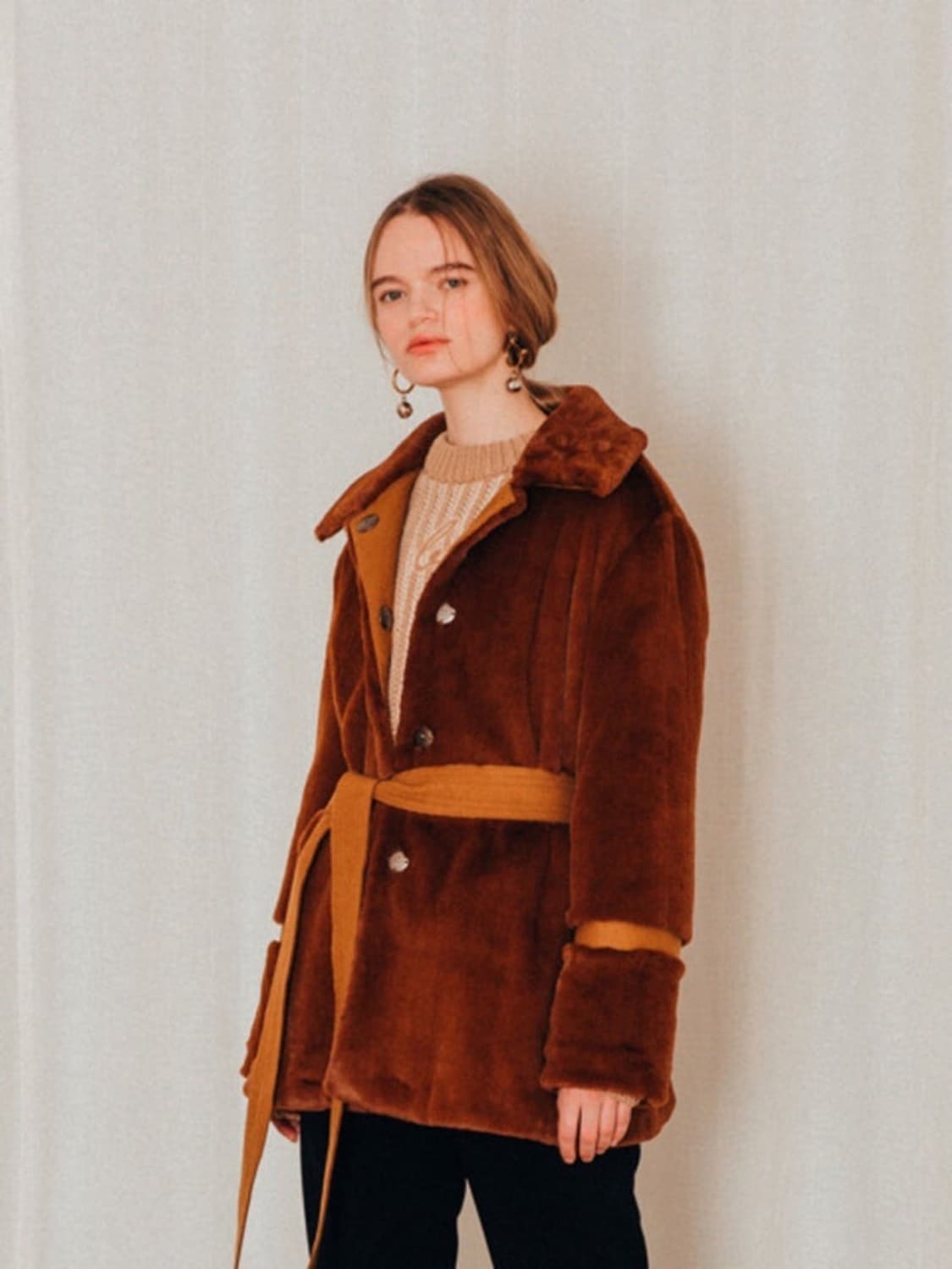 다이애그널 퍼 코트자켓 상품이미지1