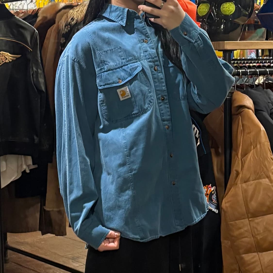 [HI]  Carhartt 칼하트 투포켓 긴팔셔츠 블루 상품이미지4