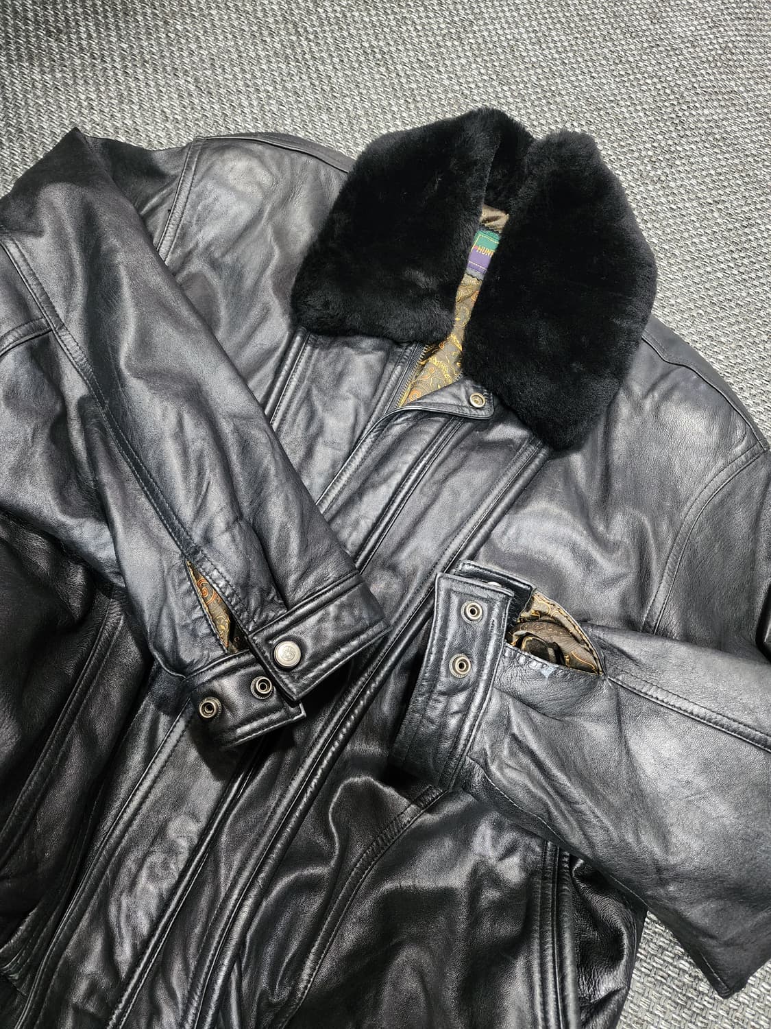 빈티지 블랙 양가죽 무스탕 자켓    XL사이즈  상품이미지6