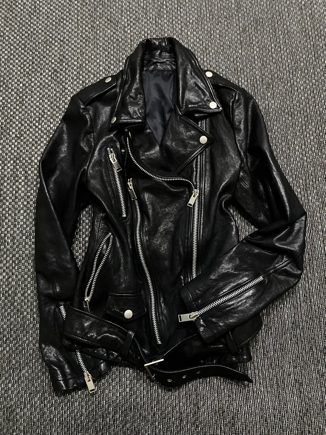 Multi Zipper Detail Leather Jacket 상품이미지1