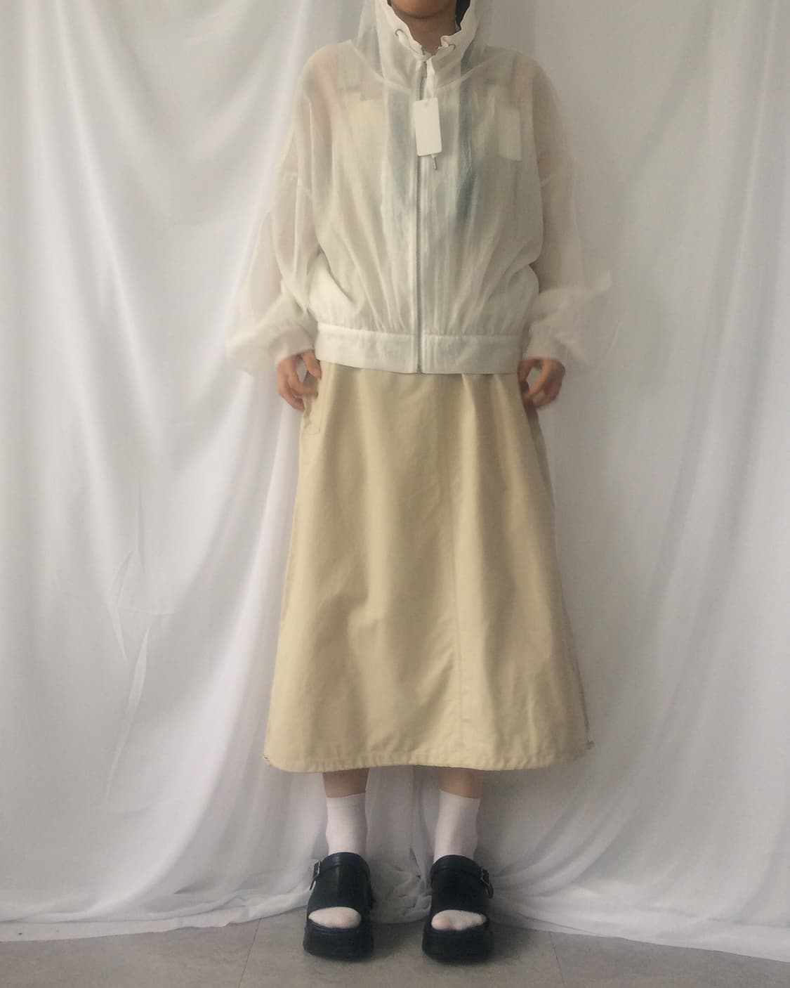 High neck see through hood zip up 상품이미지8