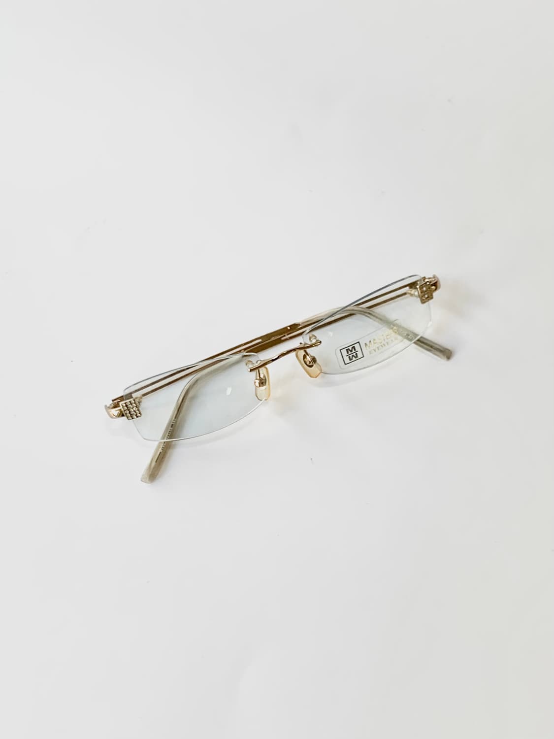 [픽키-633] 골드 무테 안경 프레임 크리스탈 디테일 상품이미지2