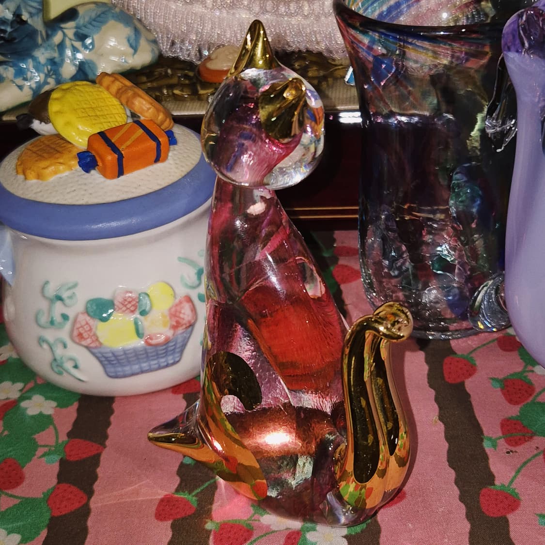 70s 이탈리아 무라노 컬러 22k 유리 고양이 상품이미지9