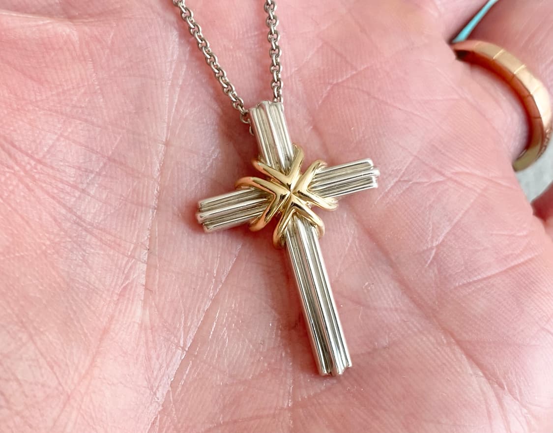 티파니 시그니처 십자가 18k 콤비 실버 남녀공용 상품이미지4