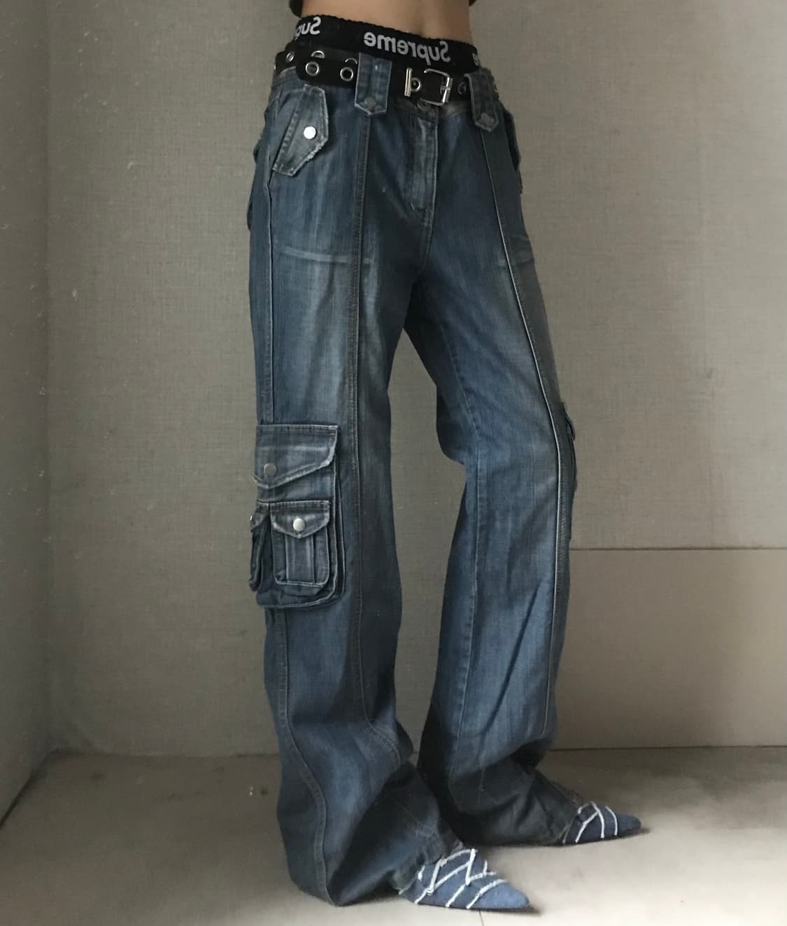 워시드 데님 카고팬츠 상품이미지4