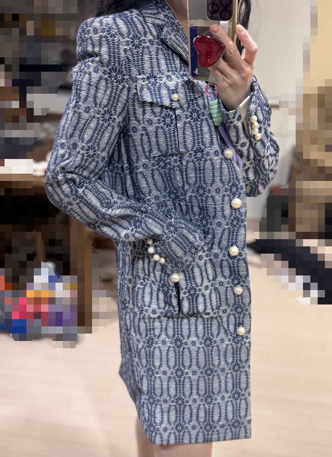 44 마른55 톰브라운 진주 장식 자가드 소재 테일러드 자켓 코트 트위드 상품이미지3