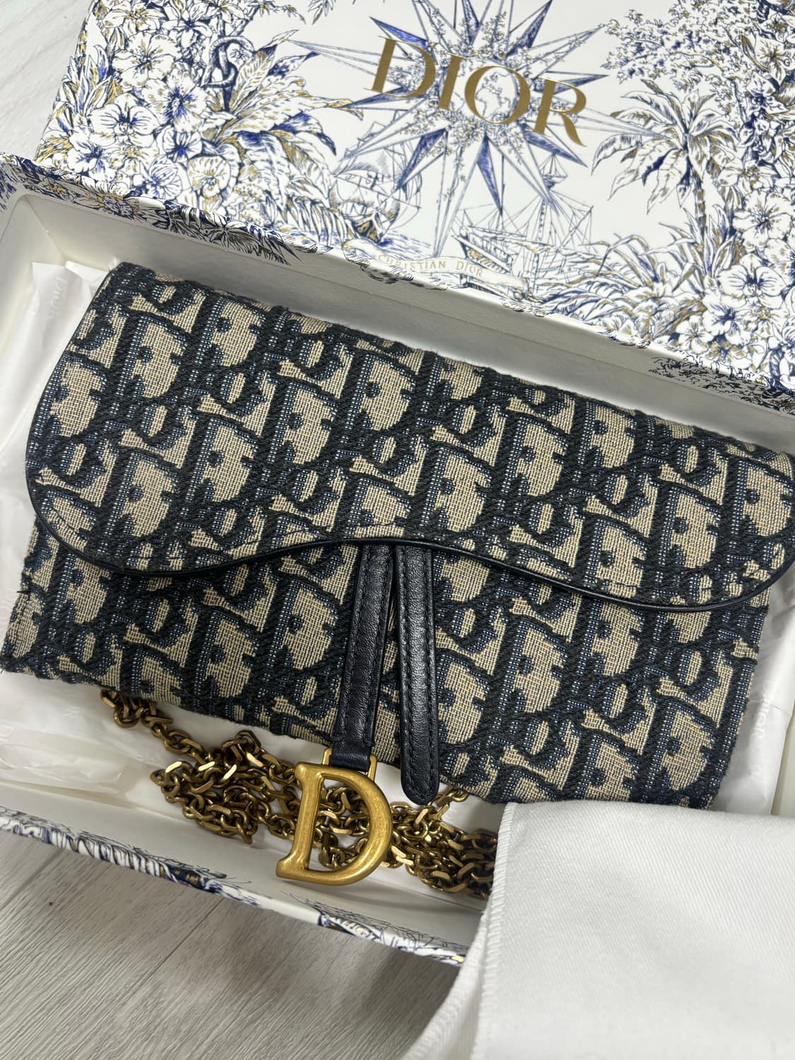 디올 오블리크 새들 체인 지갑 크로스백 상품이미지3