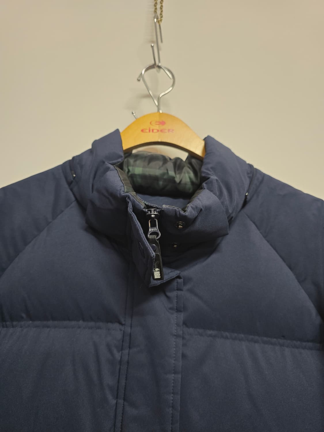 NBA 네이비 안감체크배색 다운패딩 점퍼 상품이미지2