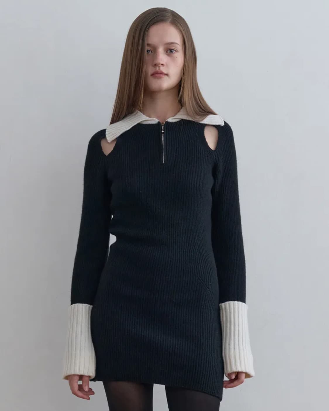 새상품/ 기준 원피스 Half Zip-Up Knit Dress Blac 상품이미지1