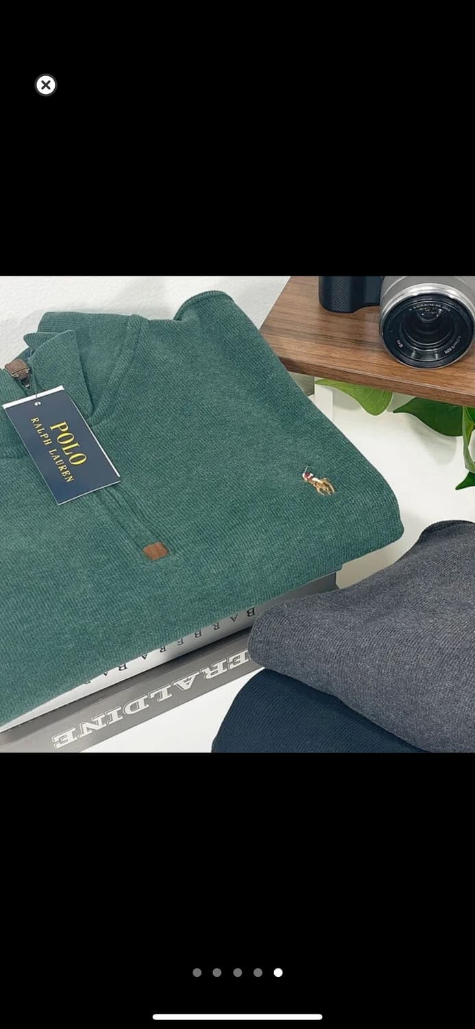 폴로 반집업 니트 그린 L/유니클로 저지베럴 팬츠 베이지 XL 상품이미지1