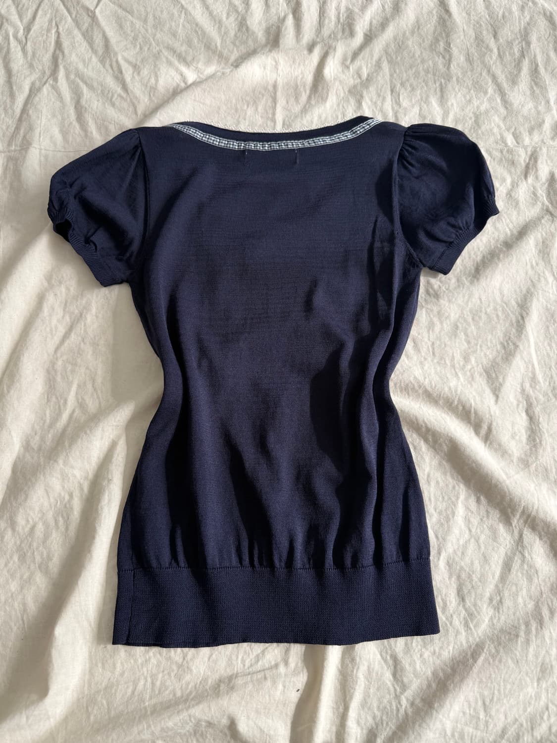 네이비 러블리 로걀 긱시크 반팔탑 상품이미지4