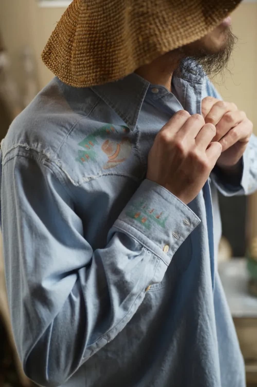 [3] 마티앤선즈 라이트온즈 웨스턴 샴브레이 프린트 셔츠 상품이미지7