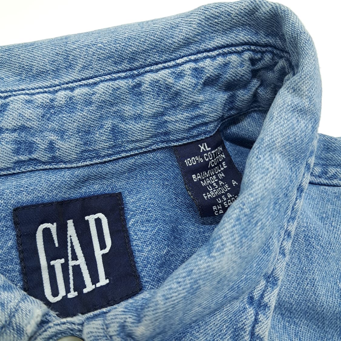 CN783 XL GAP 갭 90s USA 워시드 중청 데님 긴팔 셔츠 상품이미지4