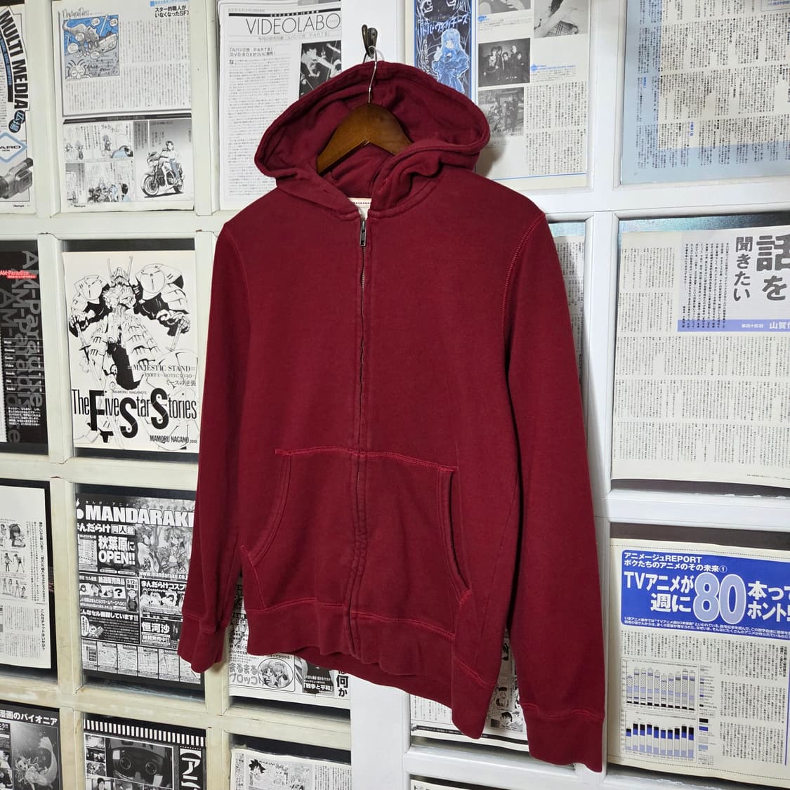 JPN 백넘버 버건디 후드집업 상품이미지1