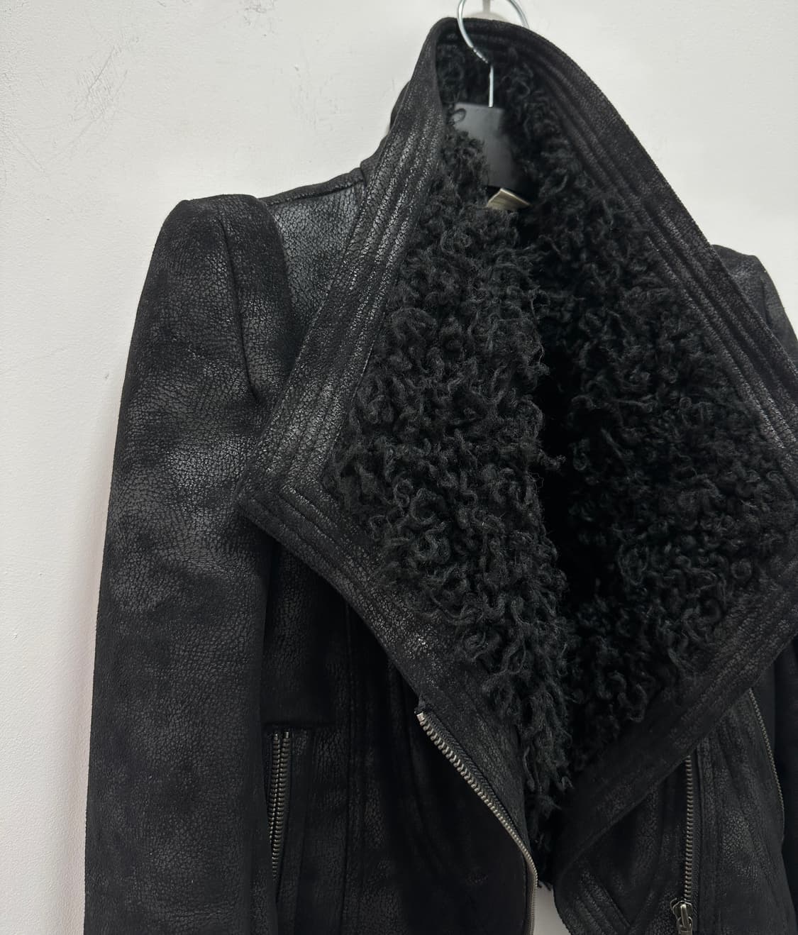 Asymmetric drape fur faux jacket 상품이미지6