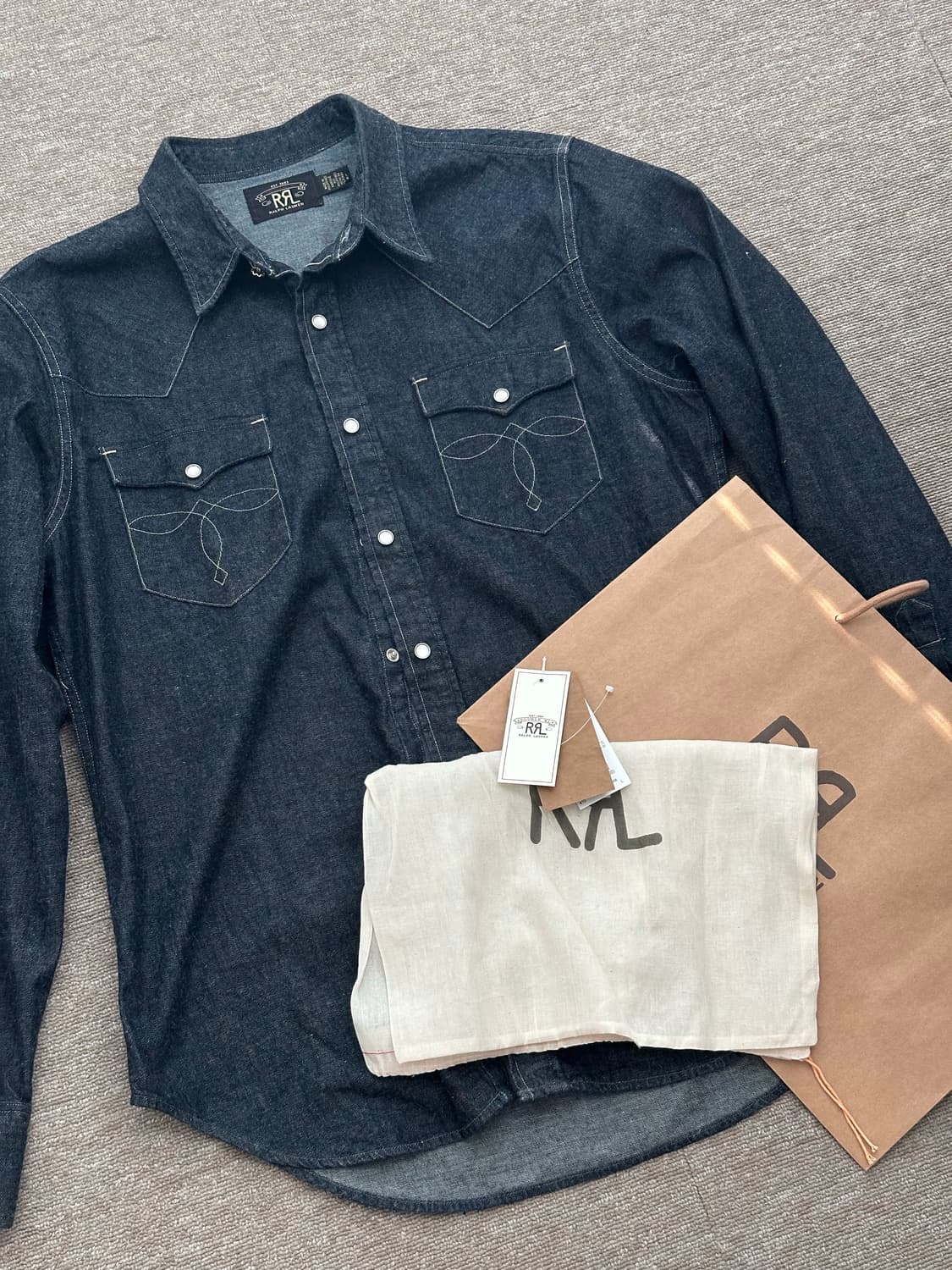 rrl 슬림핏 웨스턴 데님셔츠 L 상품이미지1