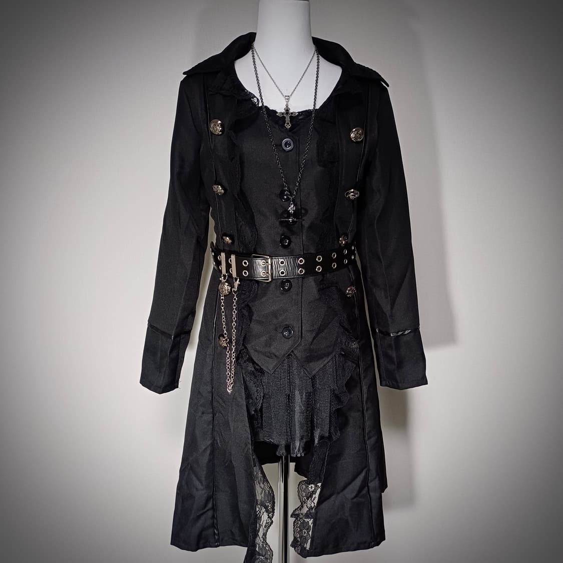 고스펑크 은장 레이어드 원피스 고스로리 y2k 상품이미지1