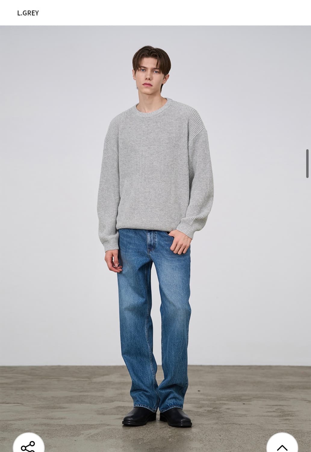 (새상품)(XL) 드로우핏 하찌 벌키 라운드 니트 [L.GREY] 판매 상품이미지4