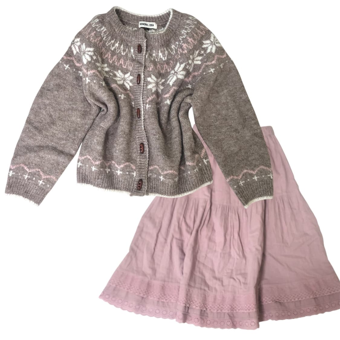 모리걸 코디세트 니트 가디건 스커트 라떼갸루 빈티지 상품이미지2