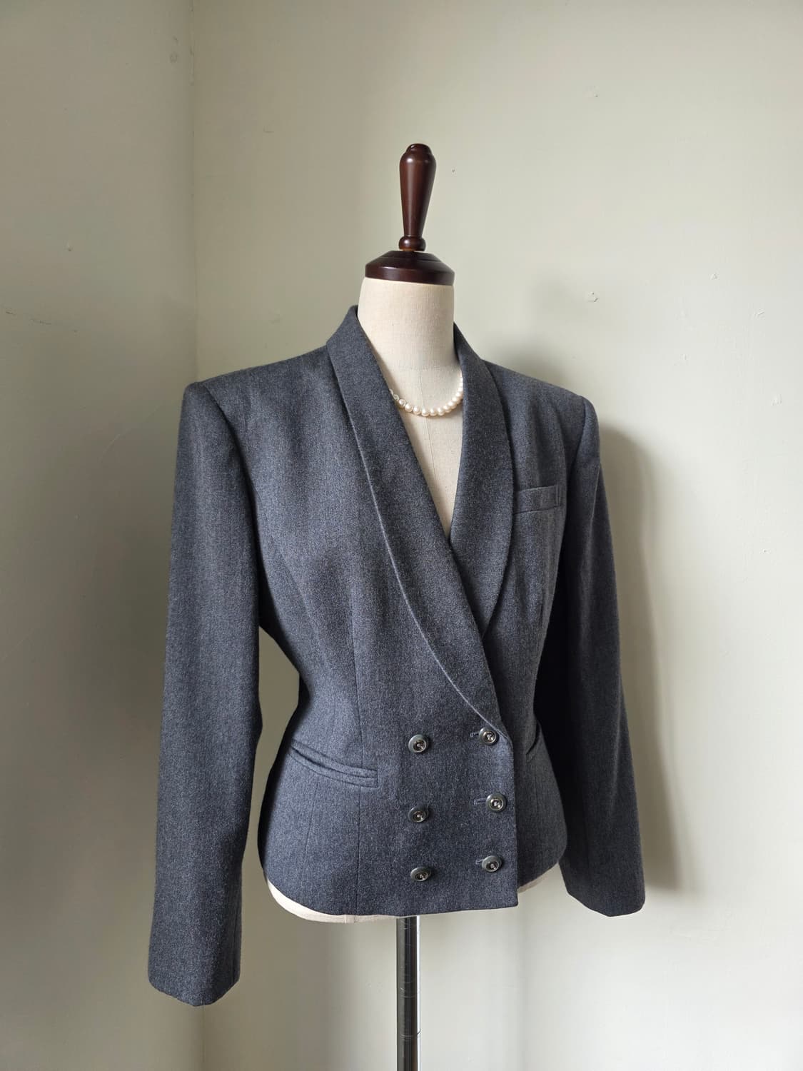 그레이 숄카라 더블 울 자켓 상품이미지2