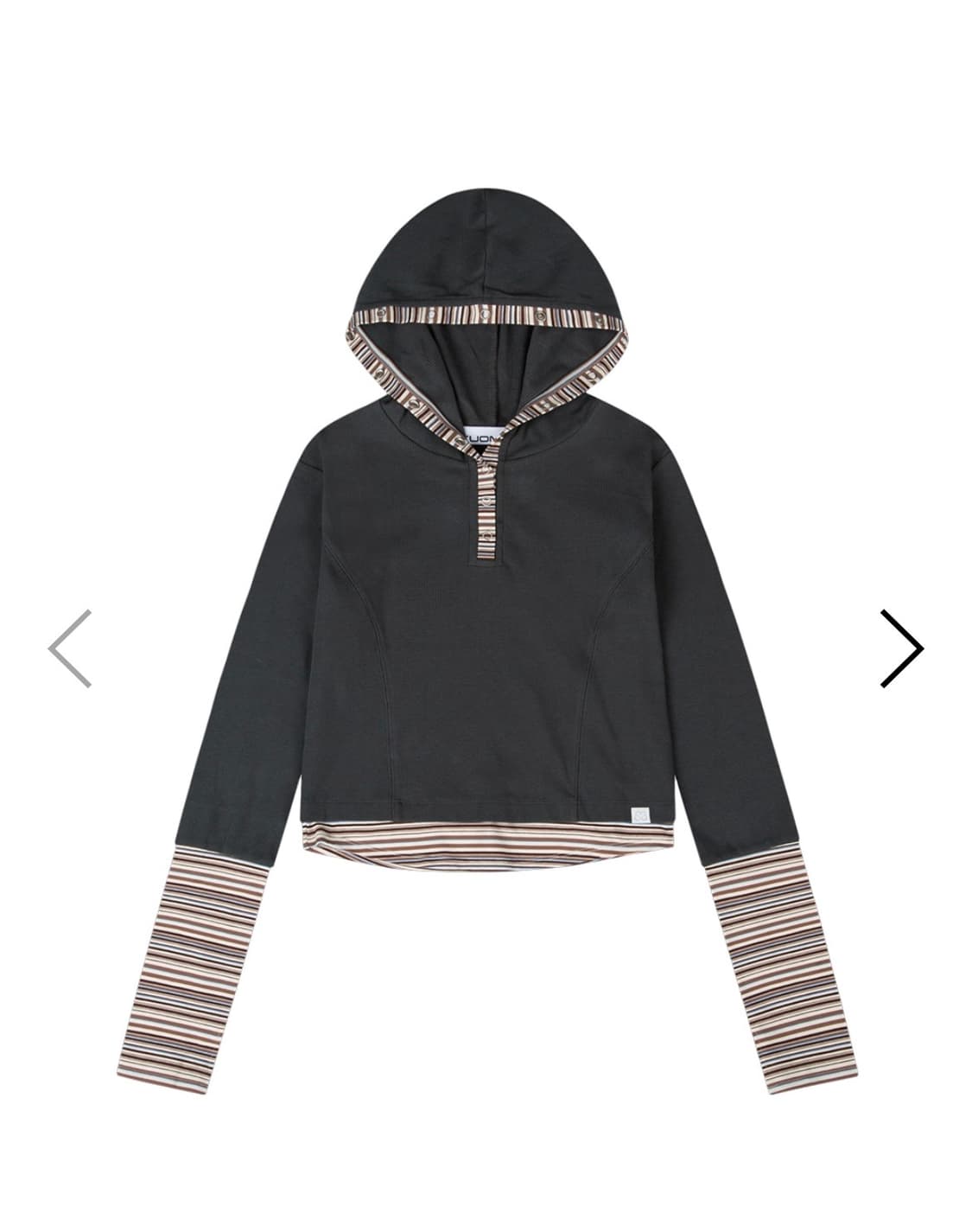 뚜오미오 STRIPE BUTTONED HOODIE [CHARCOAL] 상품이미지1