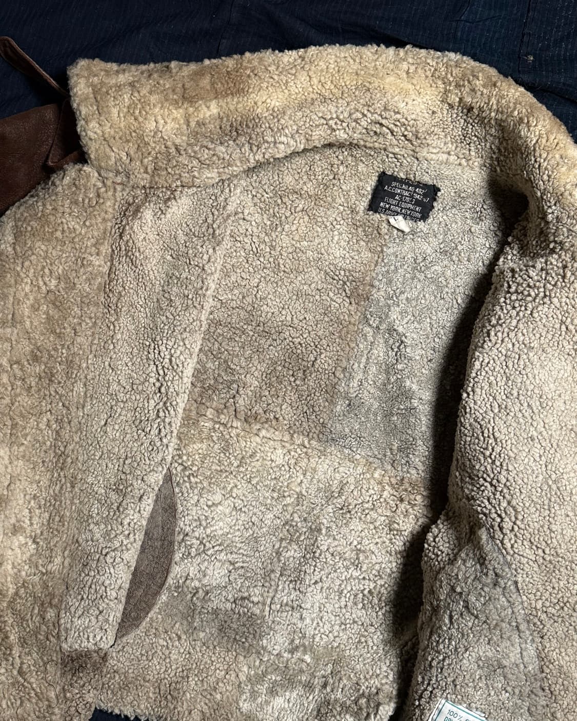 80-90‘s 빈티지 타입 B-3 시어링 레더 플라이트 자켓 L 상품이미지4