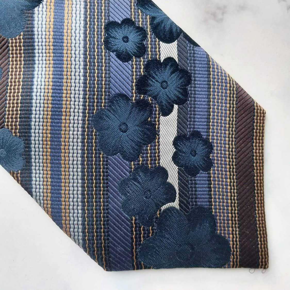 나보뜨 파리 실크 플라워 스트라이프 넥타이 9.6cm 새상품 K1459
 상품이미지9